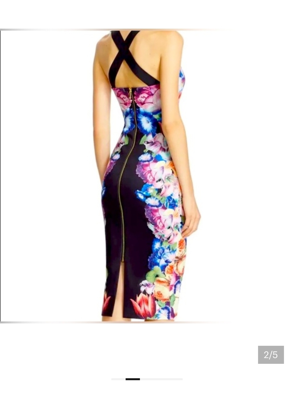 Ted Baker Deony Bodycon Dress in Tapestry Floral Print Size 2 NWOT